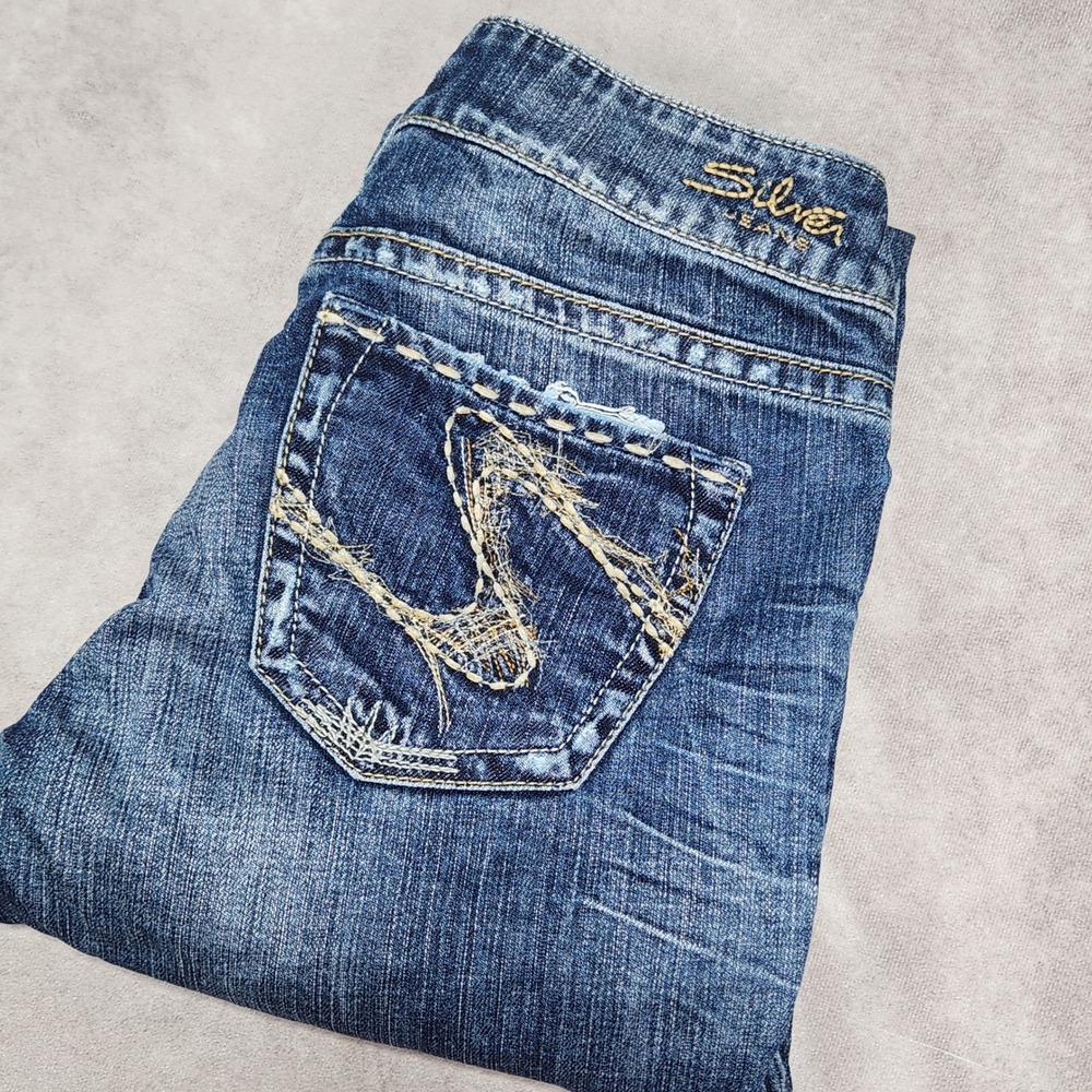 Silver Jeans Suki Bootcut Womens W28 L30 Medium Wash Mid Rise Denim L99655ES337